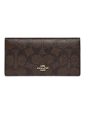 COACH Bifold Wallet in Signature Brown/Black Coated Canvas